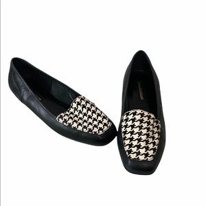 Enzo Angiolini Trendy Houndstooth Liberty Black Loafers 7.5 Slip ons